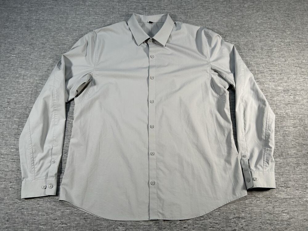 Lululemon Shirt Mens XXL Grey Long Sleeve Button-Up Live In Practice Athleisure